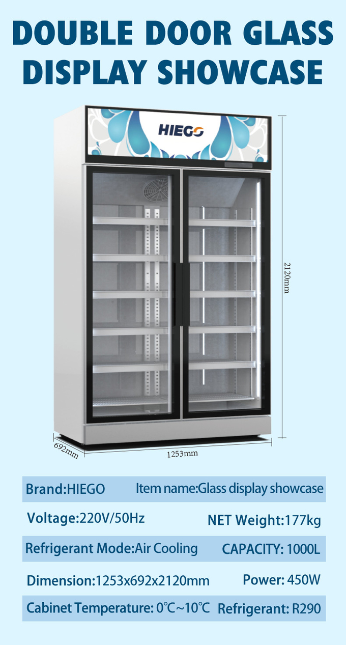 Máy làm lạnh trưng bày cửa kính đơn 368L Tủ đông thẳng đứng làm lạnh 9