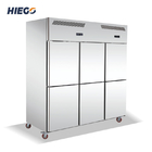 Tủ lạnh thẳng đứng thương mại 1600L Tủ đông 6 cửa bằng thép không gỉ