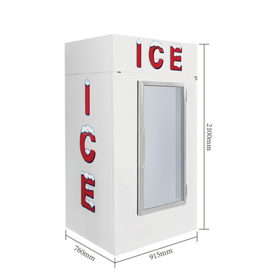 Máy bán nước đá đóng túi 1841L R404a có cửa kính sưởi