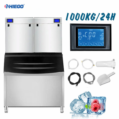 Bộ đếm thời gian đã bật Bộ tạo đá tự động màu bạc Kích thước trung bình 1000kg mỗi ngày