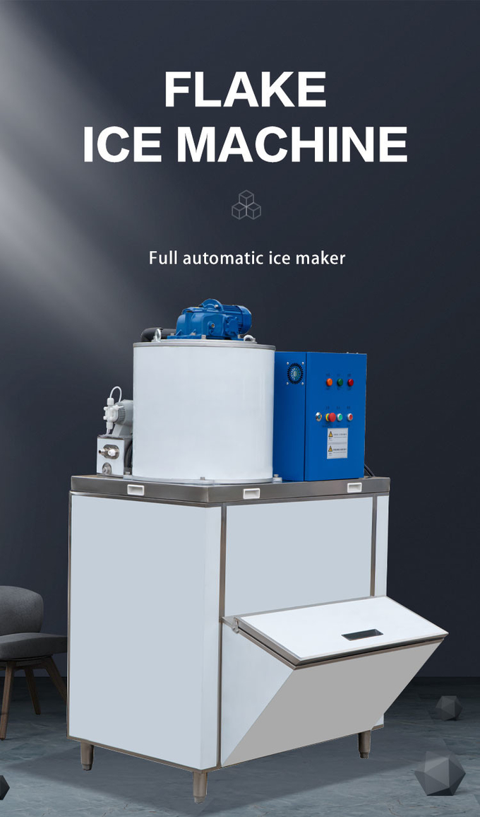 R404A Modular Ice Flaker 1.0T/24h Máy làm đá tuyết thương mại Nước muối ngọt 4