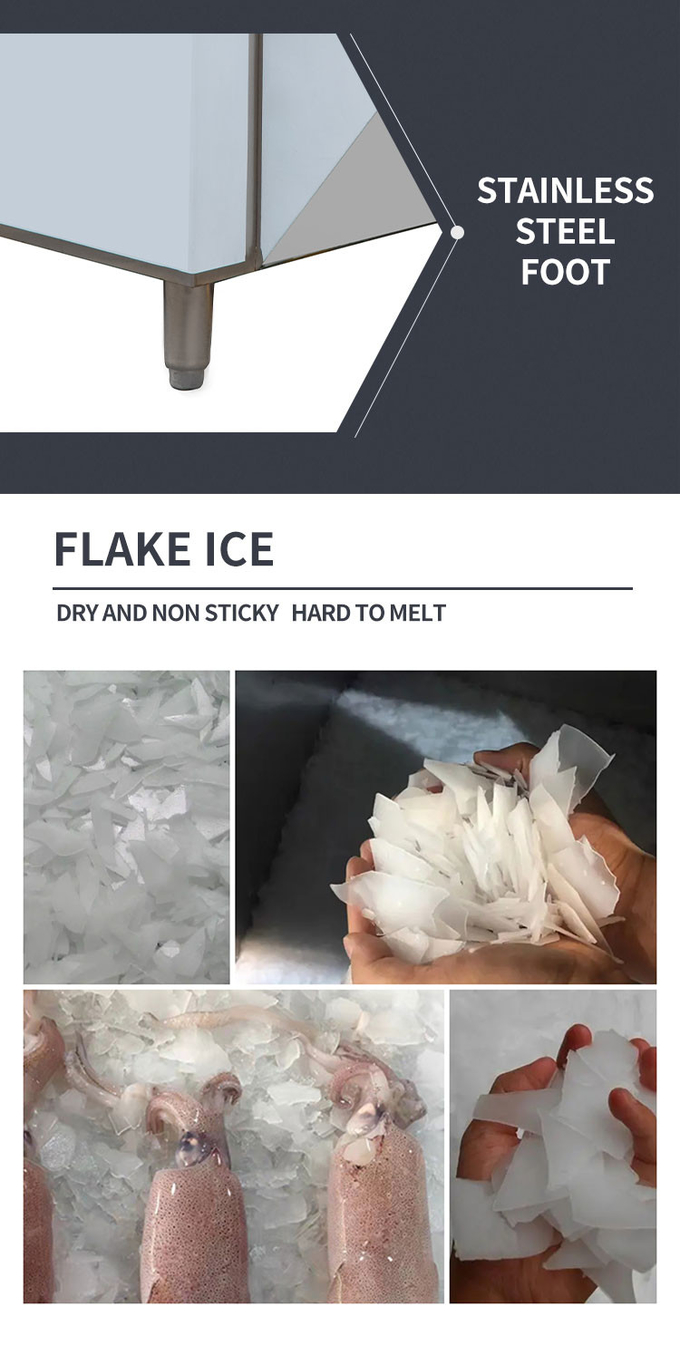 R404A Modular Ice Flaker 1.0T/24h Máy làm đá tuyết thương mại Nước muối ngọt 3