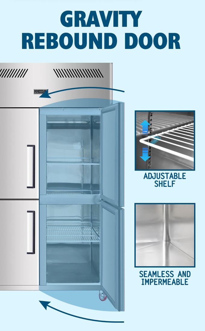Tủ lạnh thẳng đứng bằng thép không gỉ thương mại Tủ đông 4 cửa 5