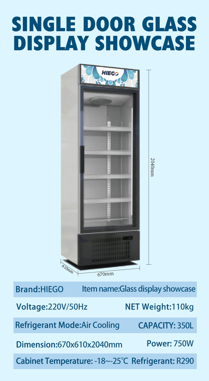Tủ lạnh thương mại Đồ uống lạnh Pepsi Bia Tủ lạnh cửa kính mát 1000L 7